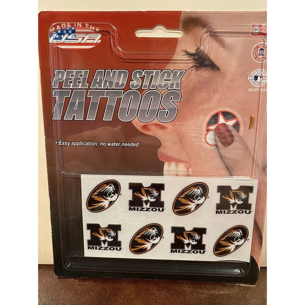 Missouri Tigers Mizzou NCAA‎ Team 8 Pack Peel And Stick Temporary Tattoos